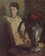 Edgar Degas The woman beside th vase oil painting on canvas